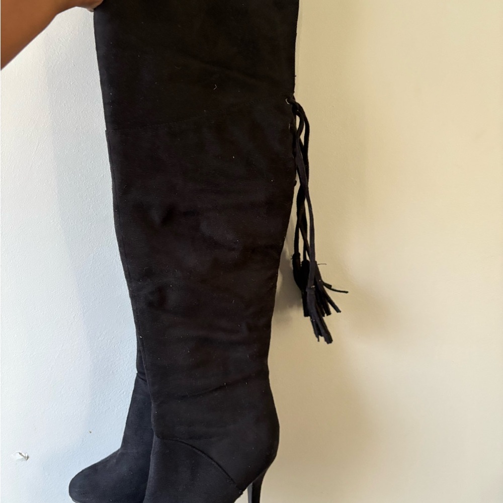 Black Suede Over-the-Knee Boots